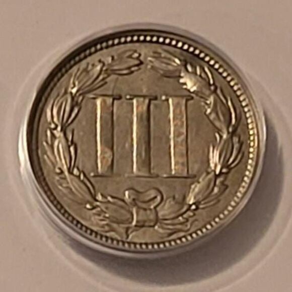 1868 Three Cent Nickel Clashed Dies (Error) AU50 ANACS - Picture 4 of 4